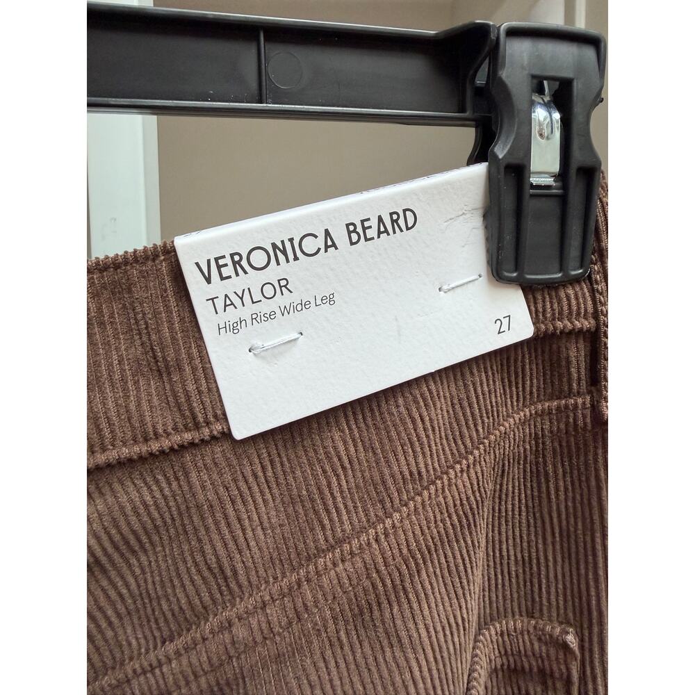 NEW Veronica Beard Taylor High Rise Wide Leg Pant Corduroy Brown Size 27 - Picture 10 of 11